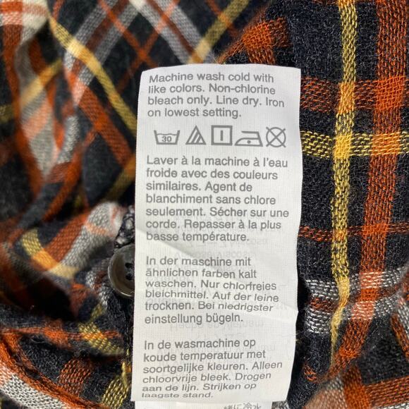 Madewell Plaid Flannel Ruffle Cuff Top Womens M Rust V-Neck Cozy Fall Feminine - Picture 8 of 12